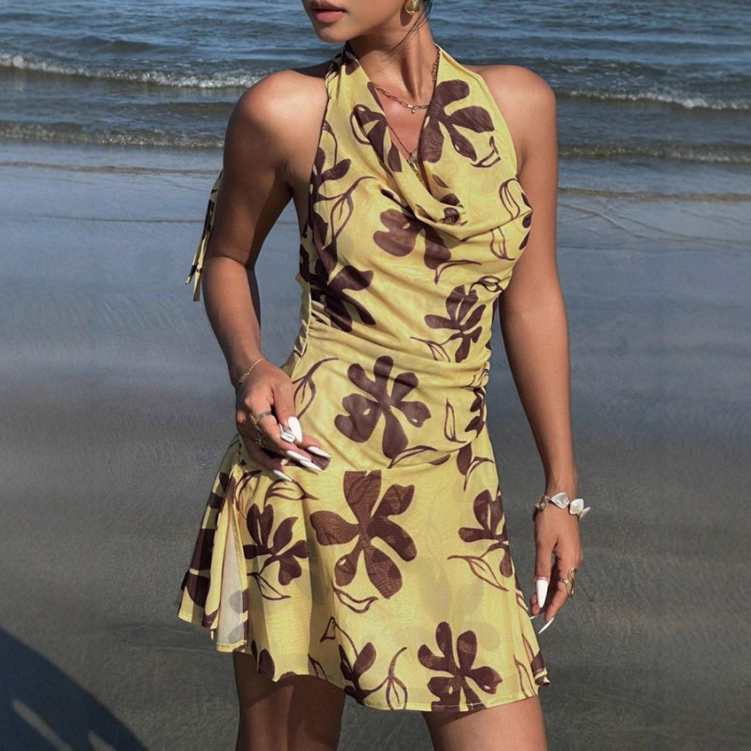 Damer sommar A-linje klänning med blommigt tryck Mirla-Eva Jonsson
