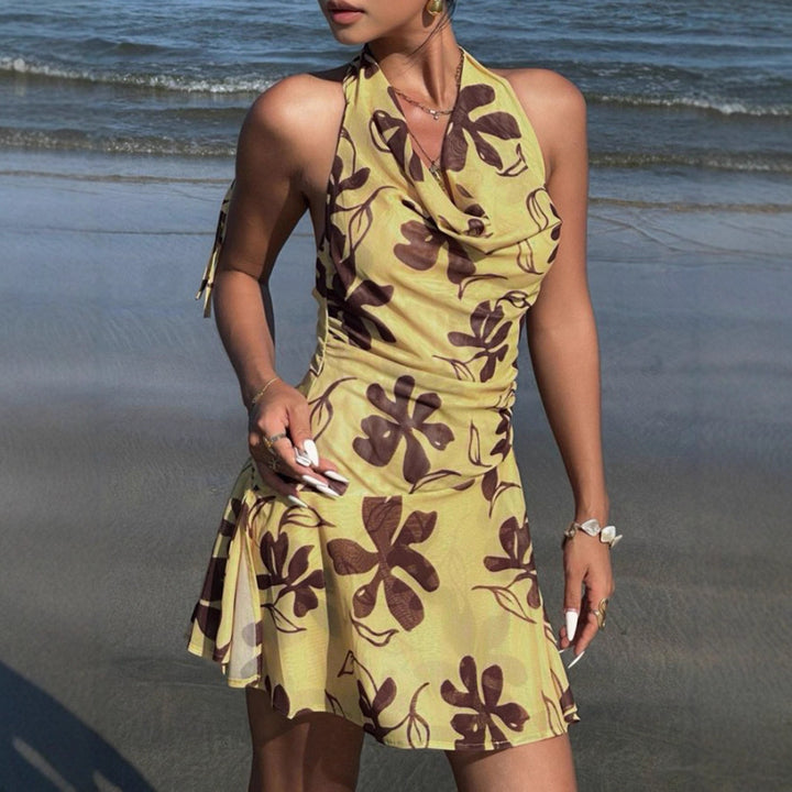 Damer sommar A-linje klänning med blommigt tryck Mirla-Eva Jonsson