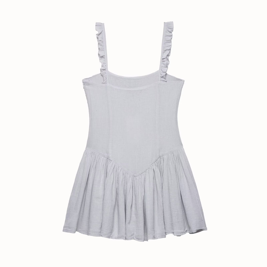 Damer sommar mini klänning med fina ruffles detaljer och strukturerad passform Mirla-Eva Jonsson