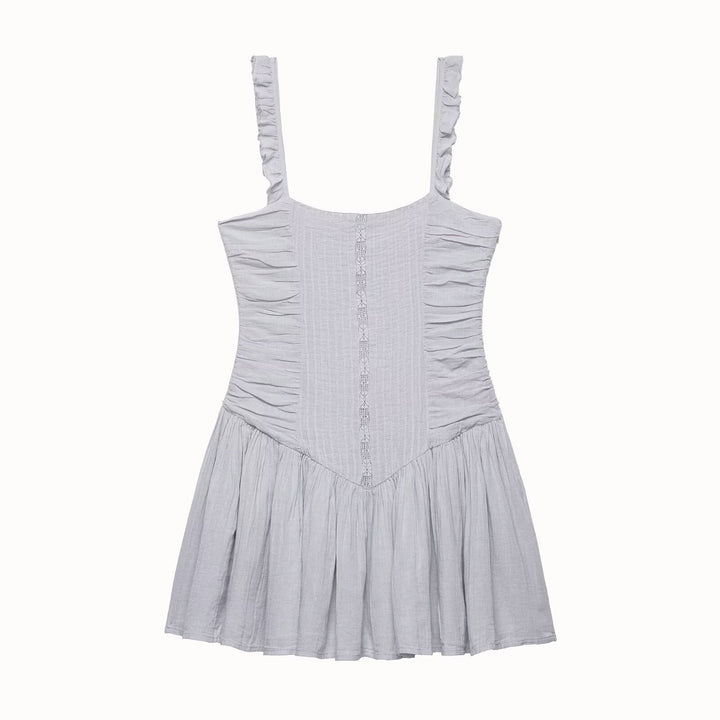 Damer sommar mini klänning med fina ruffles detaljer och strukturerad passform Mirla-Eva Jonsson