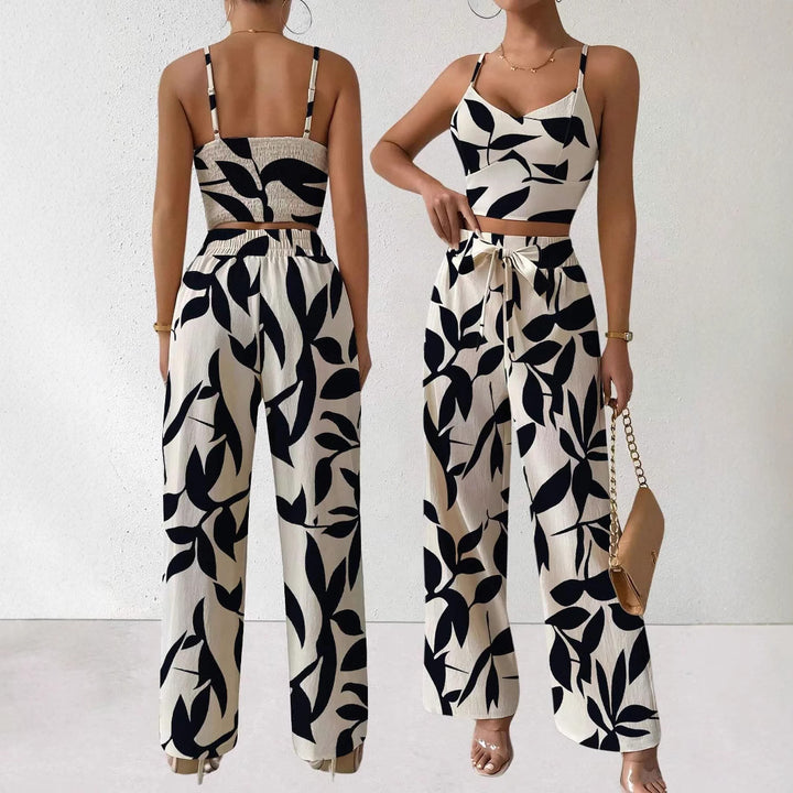 Damer sommar tvådelat set med blommönster och justerbara band Eva Jonsson-Eva Jonsson