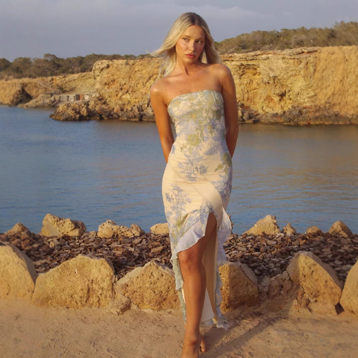 Damer sommarlikt strandklänning med elegant sidoklyvning Mirla-Eva Jonsson