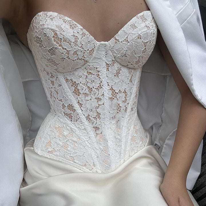 Damer spets-bustier-korsett med hjärturringning Mirla-Eva Jonsson