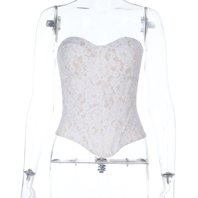 Damer spets-bustier-korsett med hjärturringning Mirla-Eva Jonsson