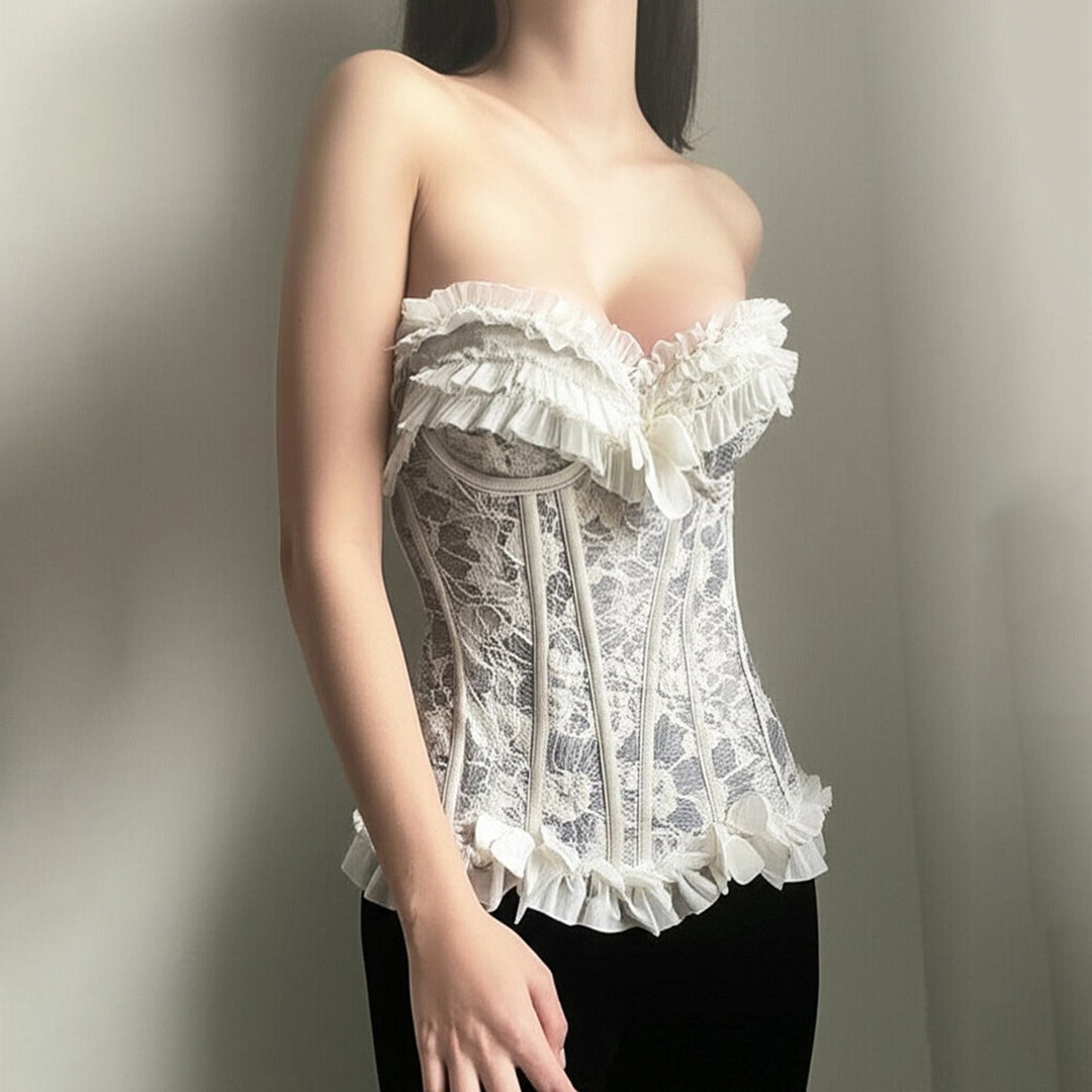 Damer spets-bustier med volangdetaljer Mirla-Eva Jonsson