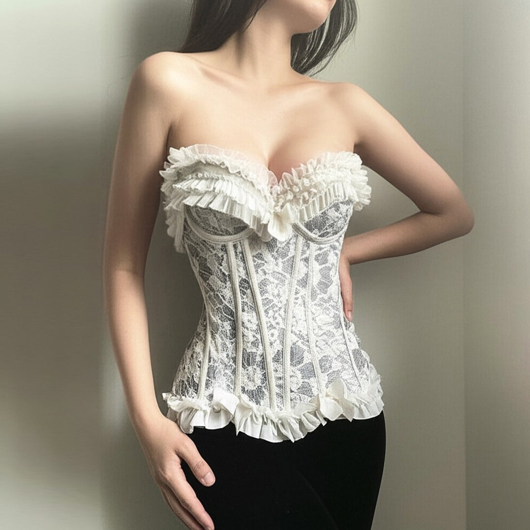 Damer spets-bustier med volangdetaljer Mirla-Eva Jonsson