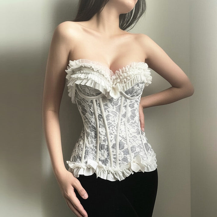Damer spets-bustier med volangdetaljer Mirla-Eva Jonsson