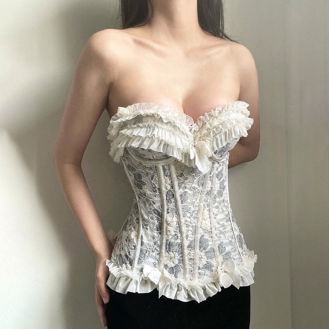 Damer spets-bustier med volangdetaljer Mirla-Eva Jonsson
