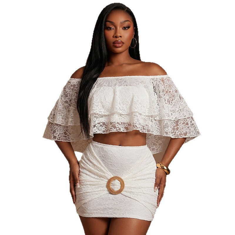 Damer spets crop-top och kjol set Mirla-Eva Jonsson