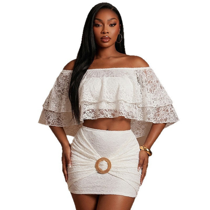 Damer spets crop-top och kjol set Mirla-Eva Jonsson