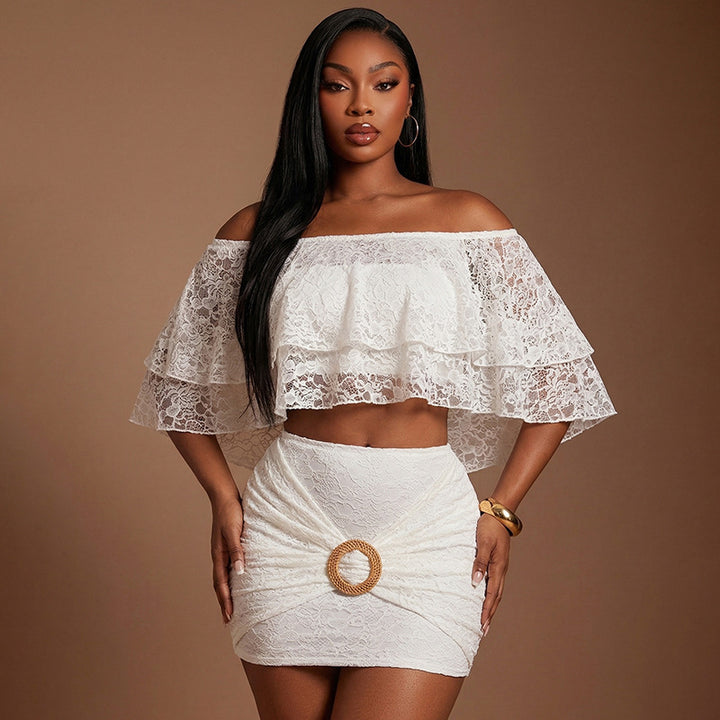 Damer spets crop-top och kjol set Mirla-Eva Jonsson