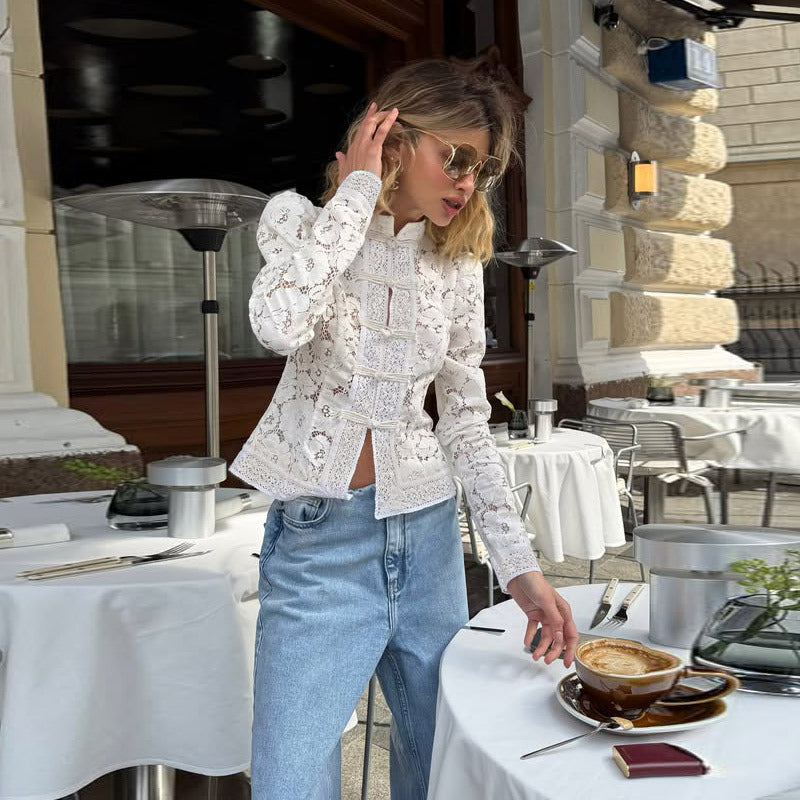 Damer spetsblus med eleganta detaljer Mirla-Eva Jonsson