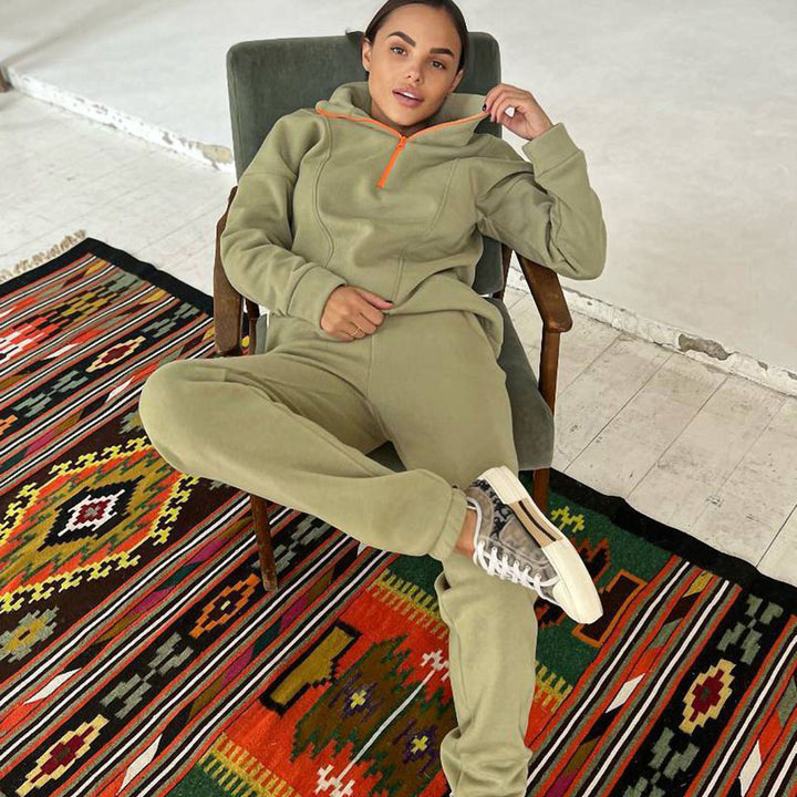 Damer sportig Fleece-joggingdräkt med ståkrage Eva Jonsson-Eva Jonsson