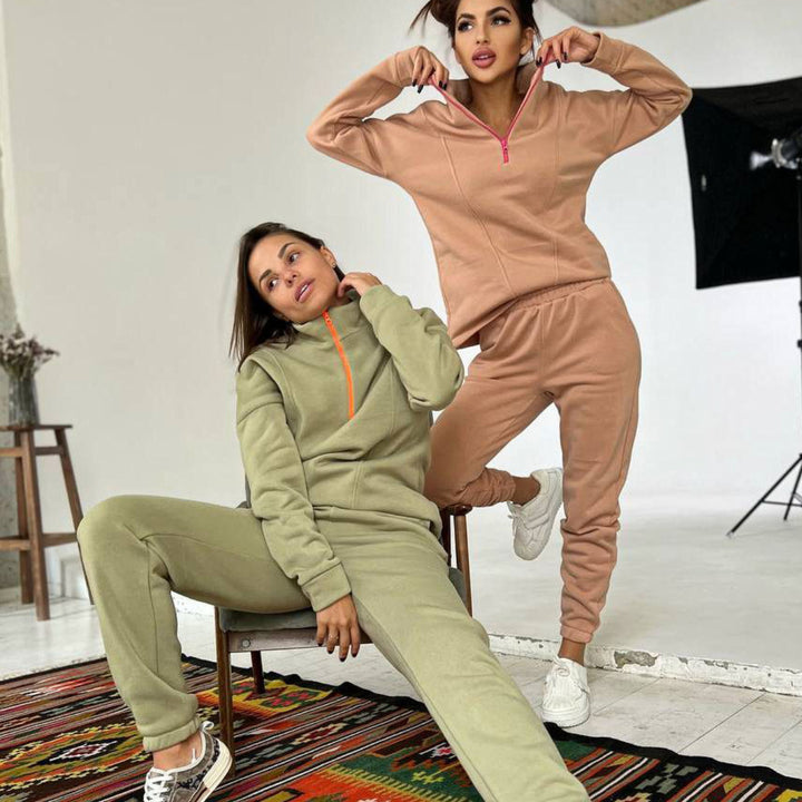 Damer sportig Fleece-joggingdräkt med ståkrage Eva Jonsson-Eva Jonsson