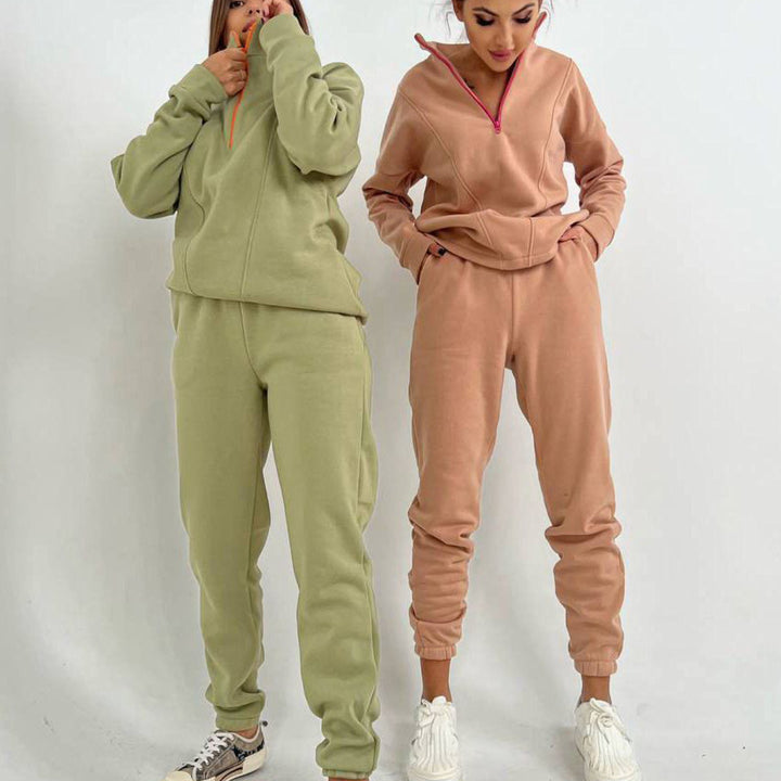 Damer sportig Fleece-joggingdräkt med ståkrage Eva Jonsson-Eva Jonsson