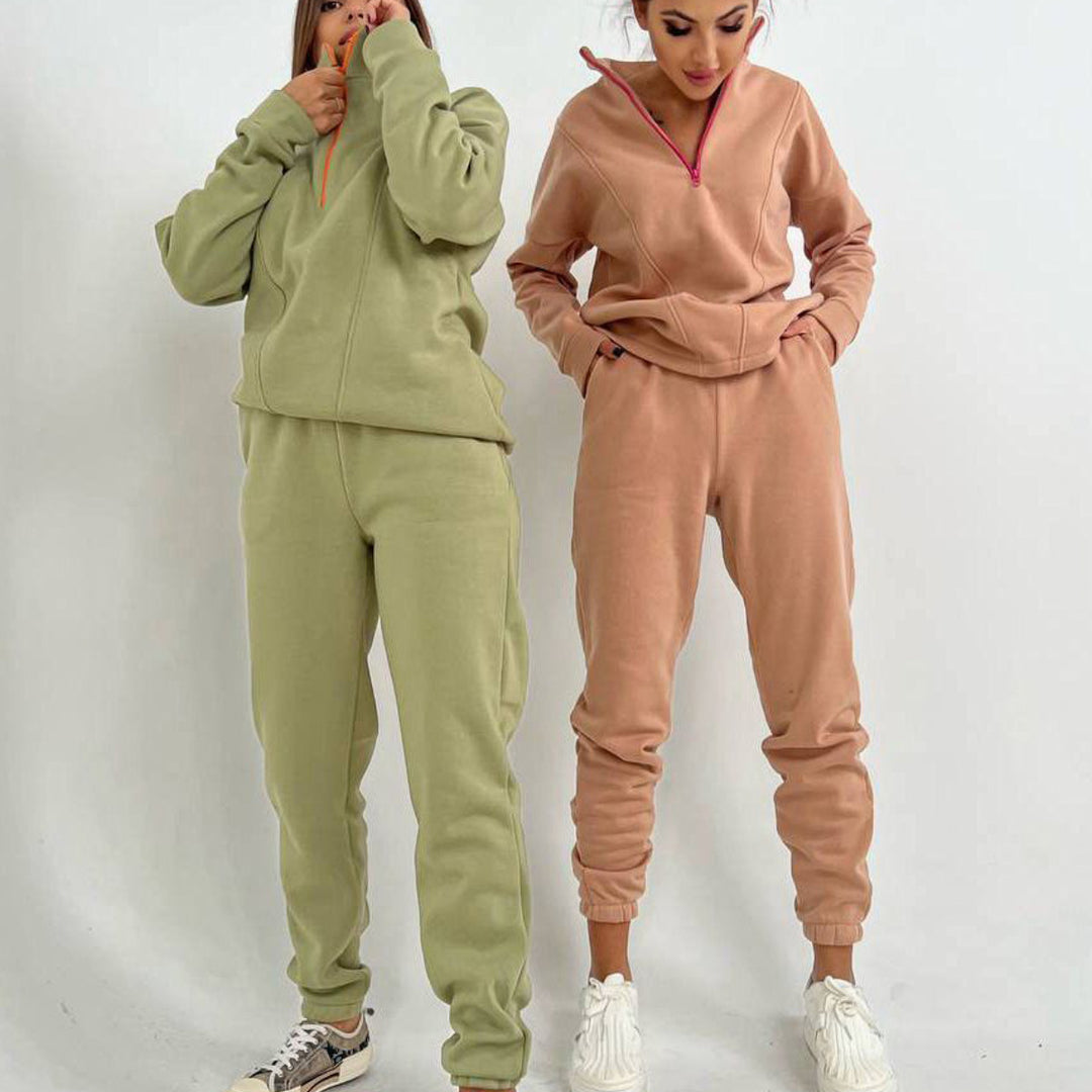 Damer sportig Fleece-joggingdräkt med ståkrage Eva Jonsson-Eva Jonsson