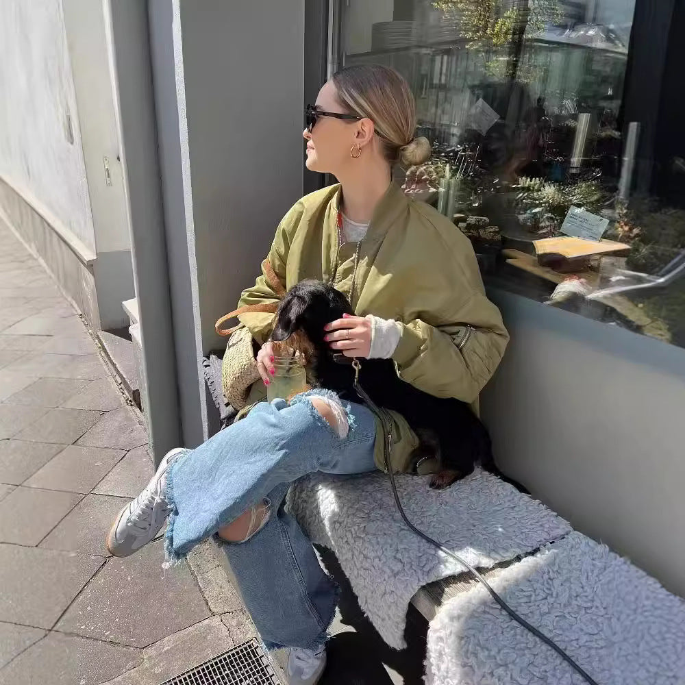 Damer sportig bomberjacka med praktiska fickor och ståkrage Eva Jonsson-Eva Jonsson