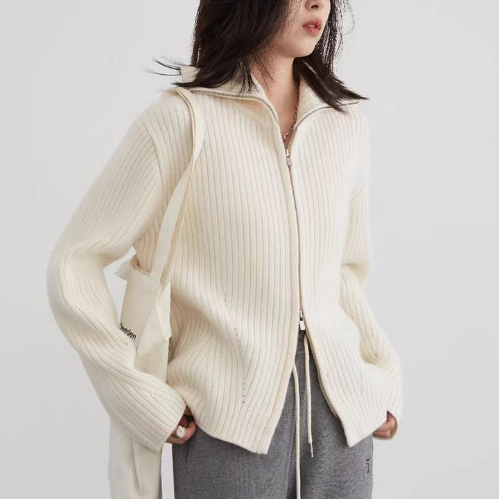 Damer sportig cardigan med hög krage och genomgående dragkedja Mirla-Eva Jonsson