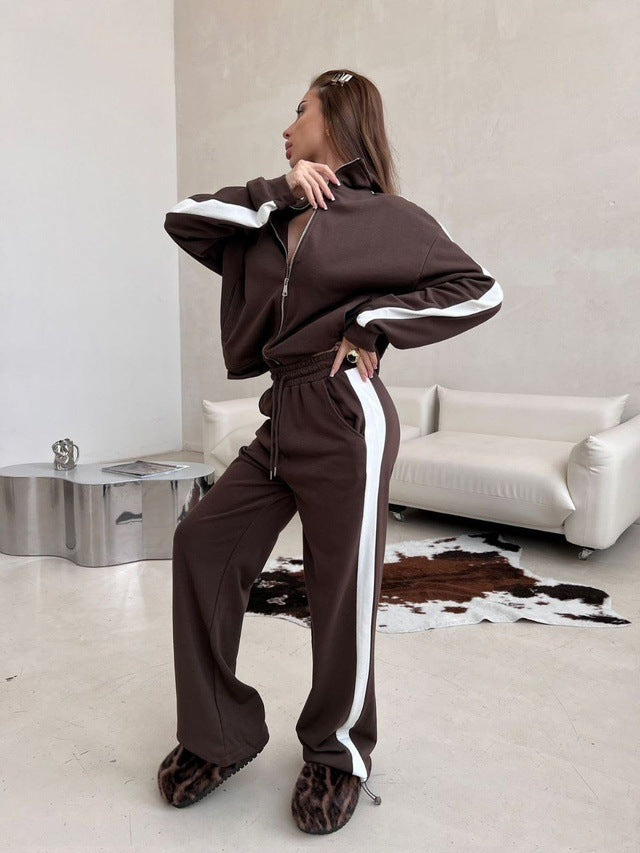 Damer sportig fleece-hoodie och avslappnade byxor set Eva Jonsson-Eva Jonsson