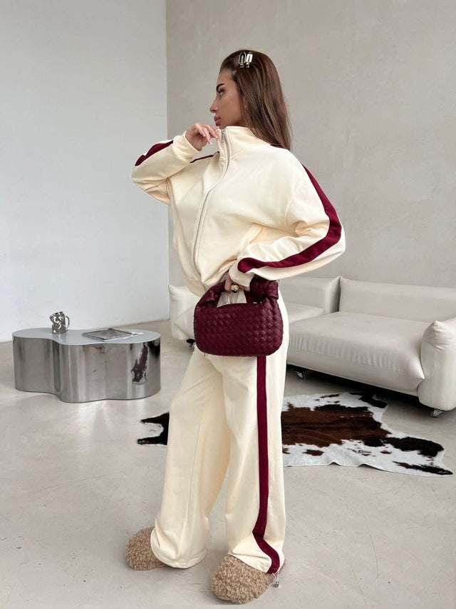 Damer sportig fleece-hoodie och avslappnade byxor set Eva Jonsson-Eva Jonsson