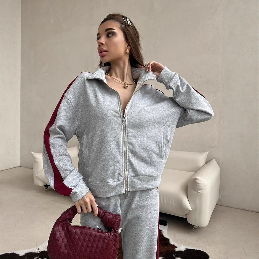 Damer sportig fleece-hoodie och avslappnade byxor set Eva Jonsson-Eva Jonsson