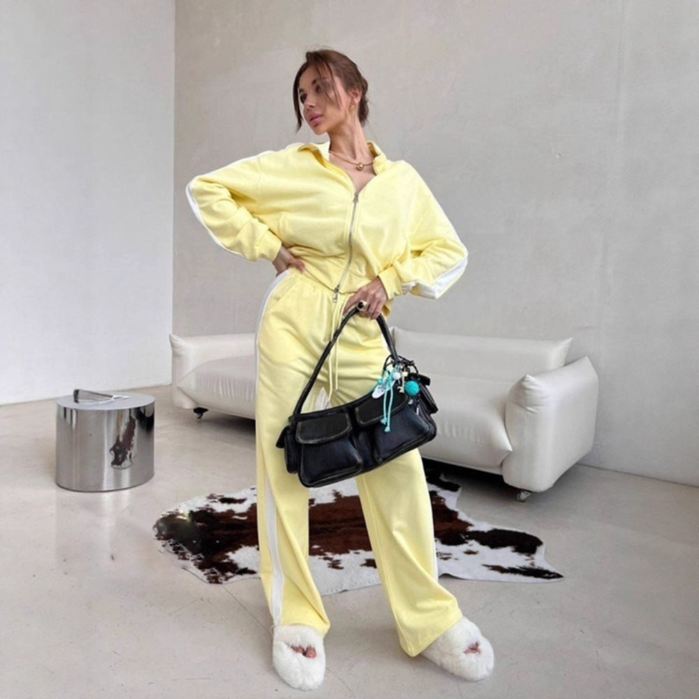 Damer sportig fleece-hoodie och avslappnade byxor set Eva Jonsson-Eva Jonsson