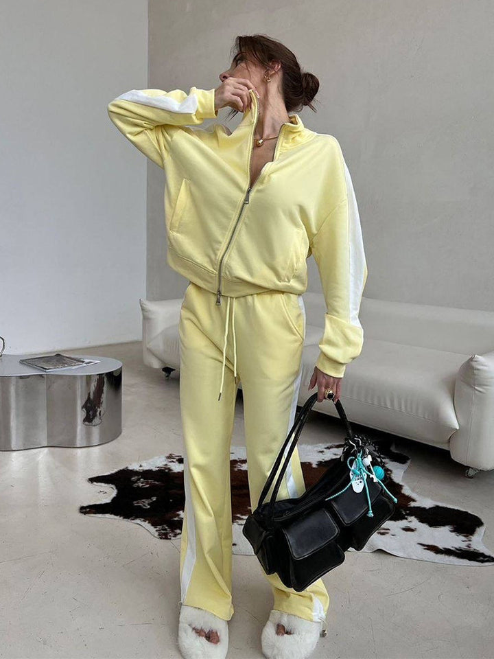 Damer sportig fleece-hoodie och avslappnade byxor set Eva Jonsson-Eva Jonsson