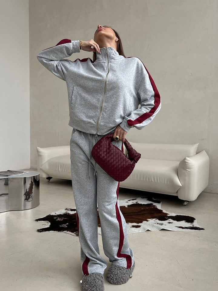 Damer sportig fleece-hoodie och avslappnade byxor set Eva Jonsson-Eva Jonsson