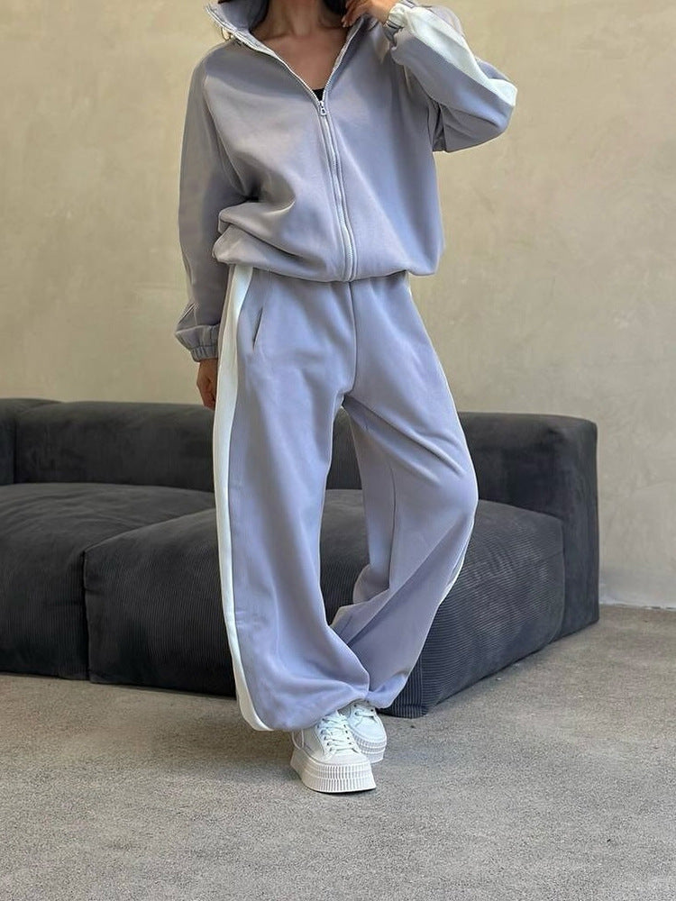 Damer sportig fleece-hoodie och avslappnade byxor set Eva Jonsson-Eva Jonsson
