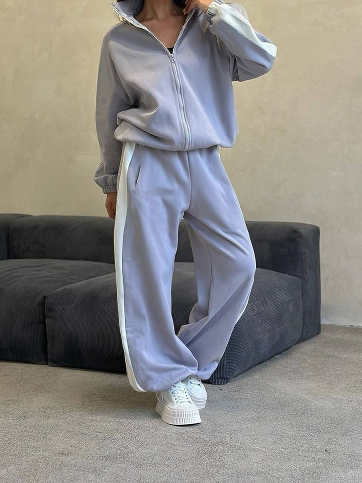 Damer sportig fleece-hoodie och avslappnade byxor set Eva Jonsson-Eva Jonsson