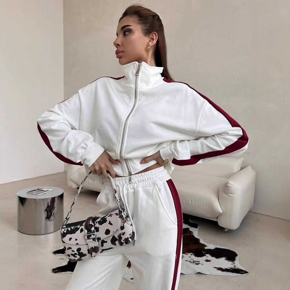 Damer sportig fleece-hoodie och avslappnade byxor set Eva Jonsson-Eva Jonsson