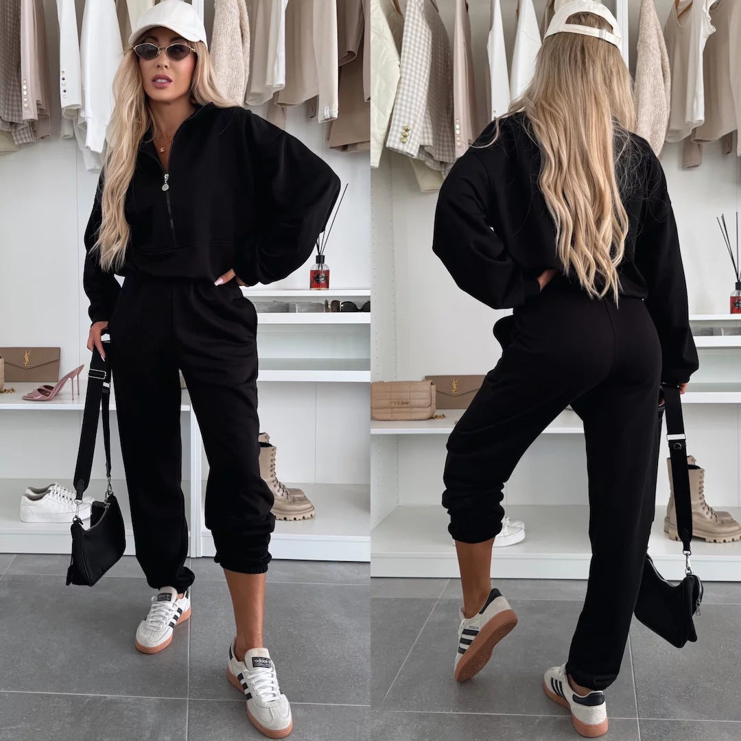 Damer sportig fleece hoodie och joggingbyxor set Eva Jonsson-Eva Jonsson