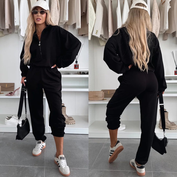 Damer sportig fleece hoodie och joggingbyxor set Eva Jonsson-Eva Jonsson