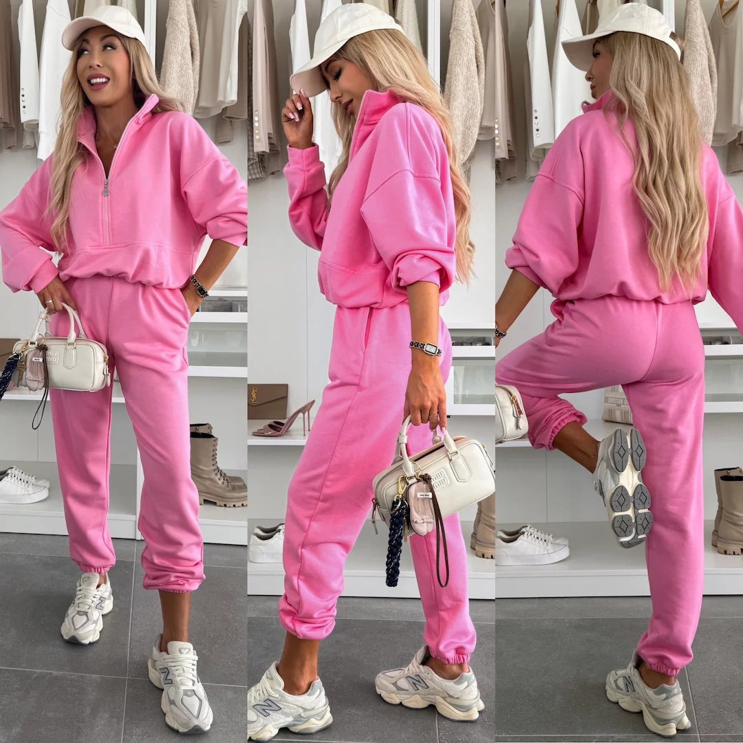 Damer sportig fleece hoodie och joggingbyxor set Eva Jonsson-Eva Jonsson