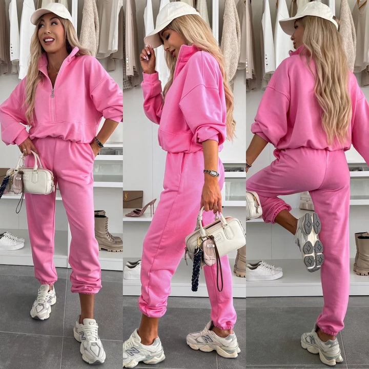 Damer sportig fleece hoodie och joggingbyxor set Eva Jonsson-Eva Jonsson