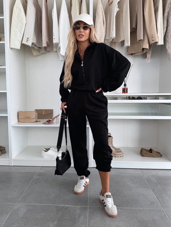 Damer sportig fleece hoodie och joggingbyxor set Eva Jonsson-Eva Jonsson