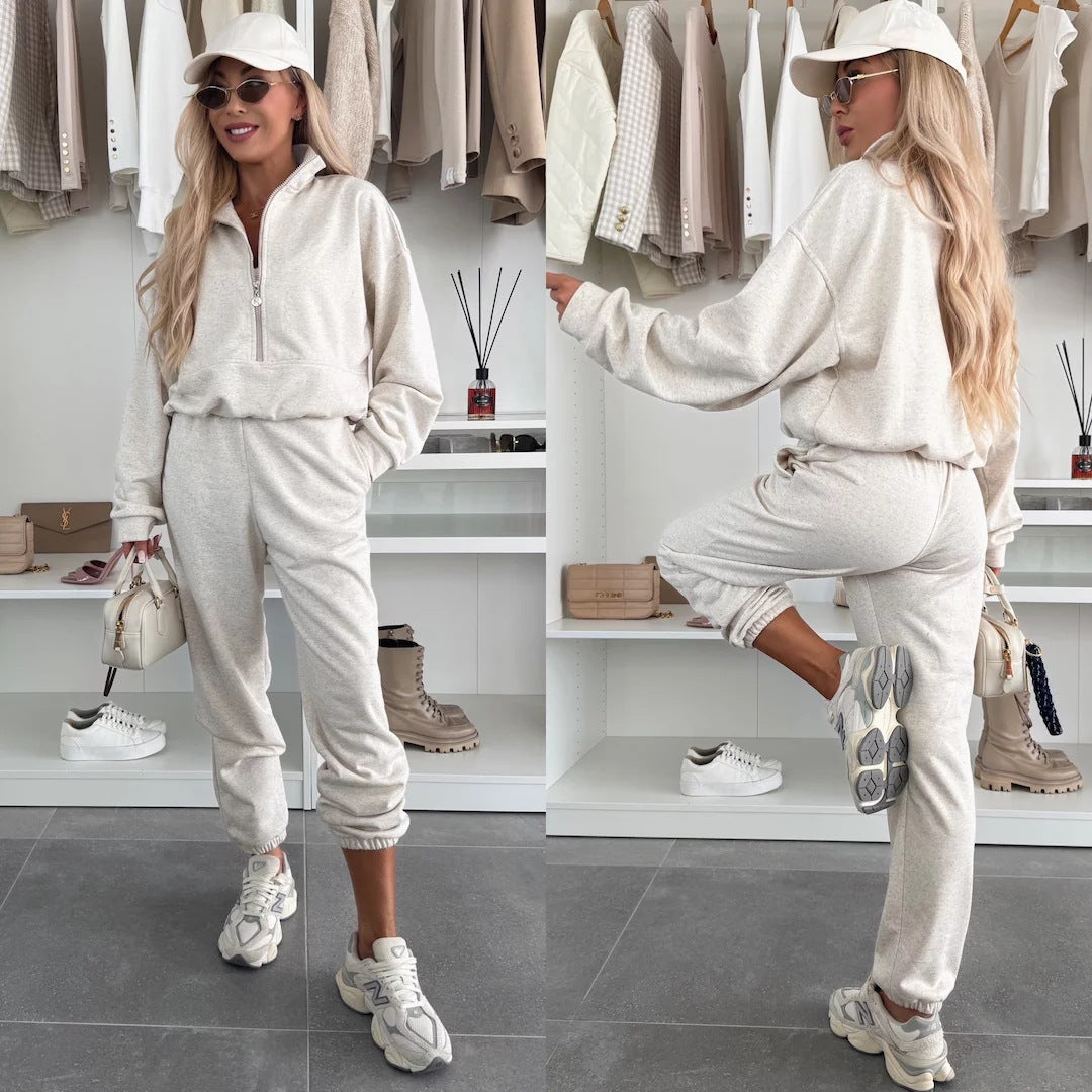 Damer sportig fleece hoodie och joggingbyxor set Eva Jonsson-Eva Jonsson