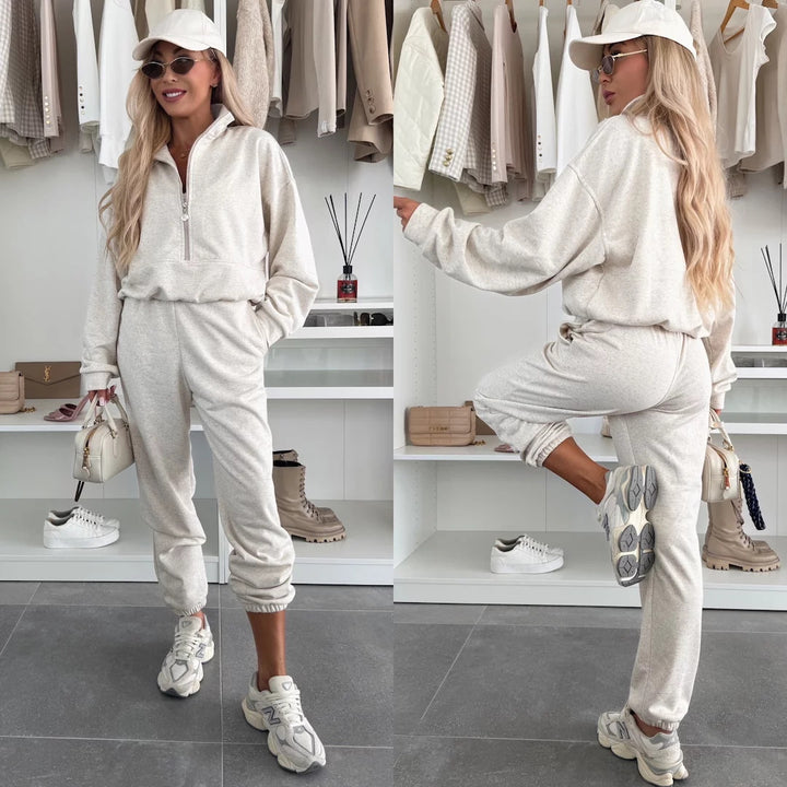 Damer sportig fleece hoodie och joggingbyxor set Eva Jonsson-Eva Jonsson