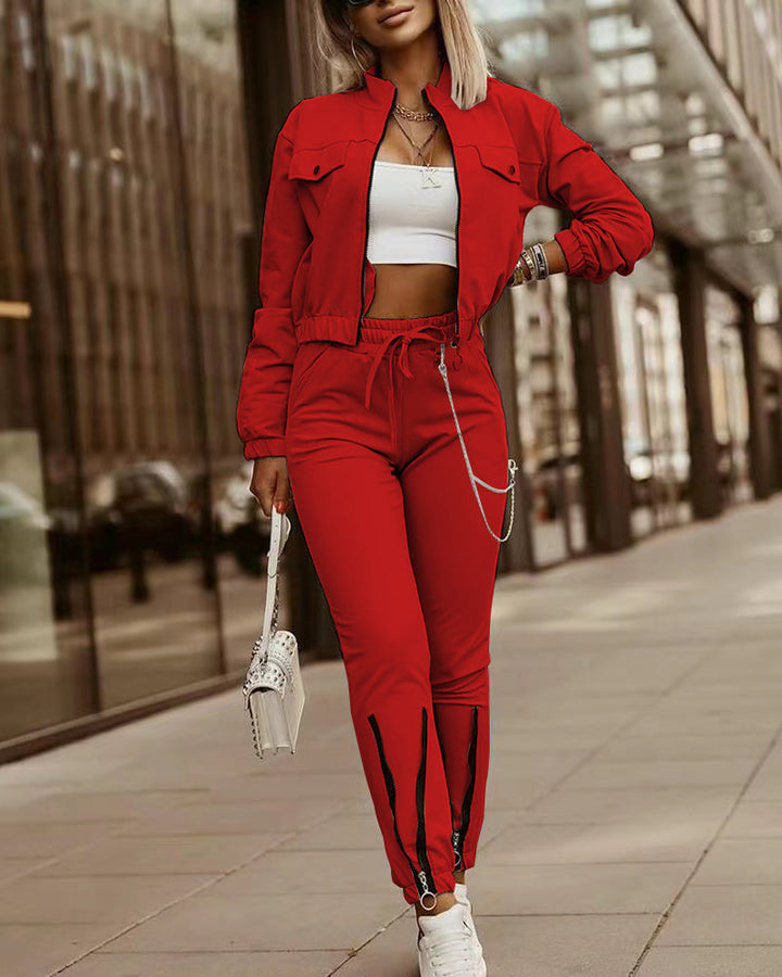 Damer sportig fleece-joggingdräkt med smal passform Eva Jonsson-Eva Jonsson