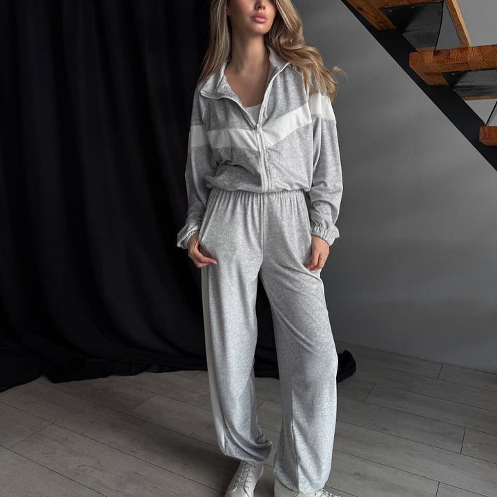 Damer sportig fleece jumpsuit med dragkedja Mirla-Eva Jonsson