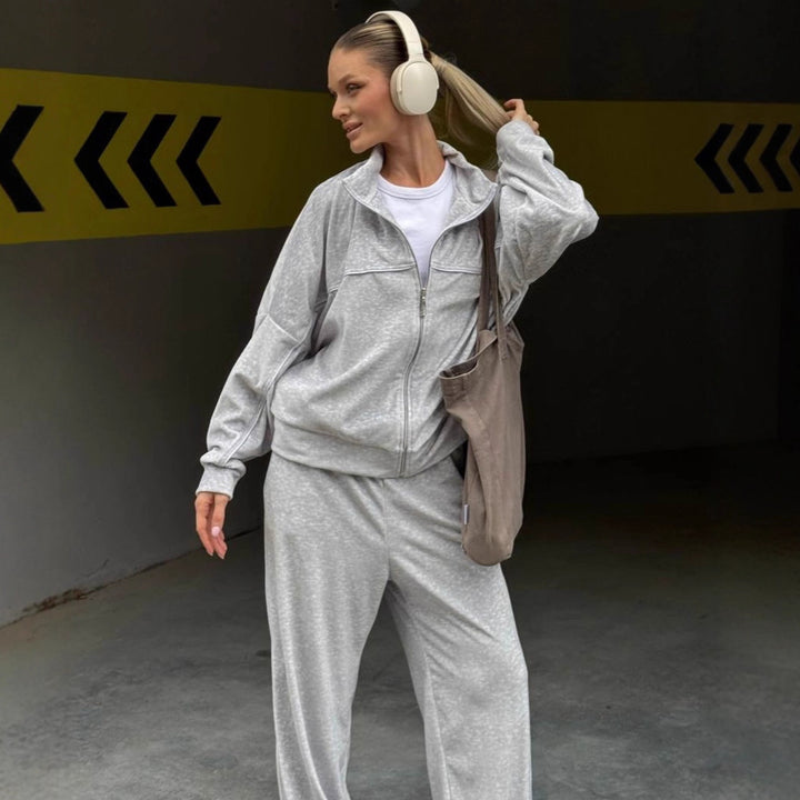 Damer sportig fleece-set med lös passform Mirla-Eva Jonsson