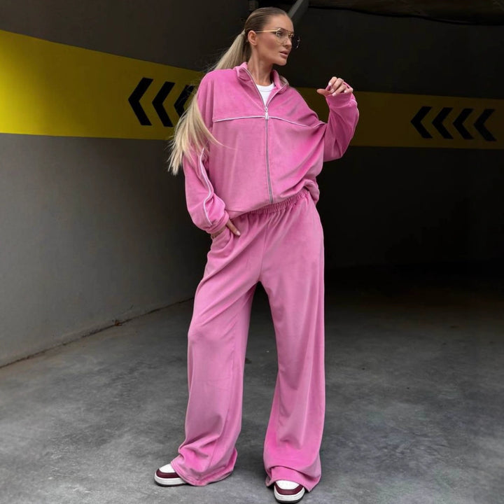 Damer sportig fleece-set med lös passform Mirla-Eva Jonsson
