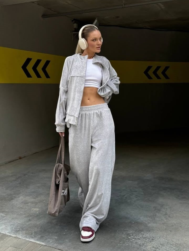 Damer sportig fleece-set med lös passform Mirla-Eva Jonsson
