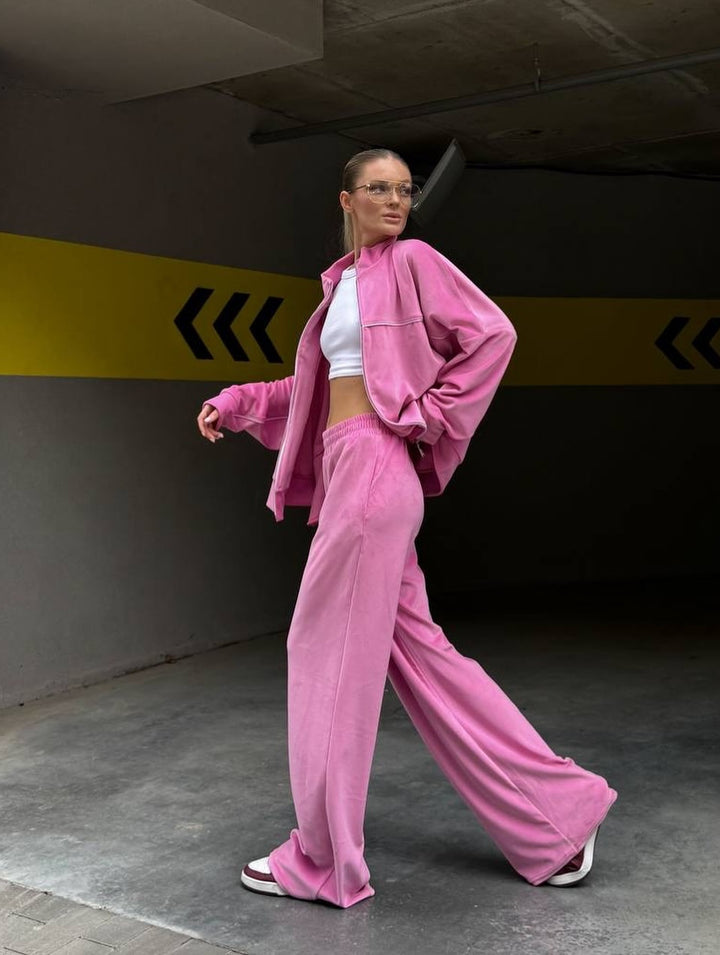 Damer sportig fleece-set med lös passform Mirla-Eva Jonsson