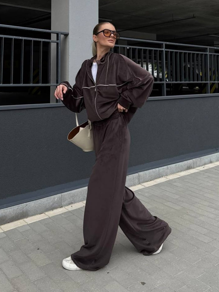 Damer sportig fleece-set med lös passform Mirla-Eva Jonsson