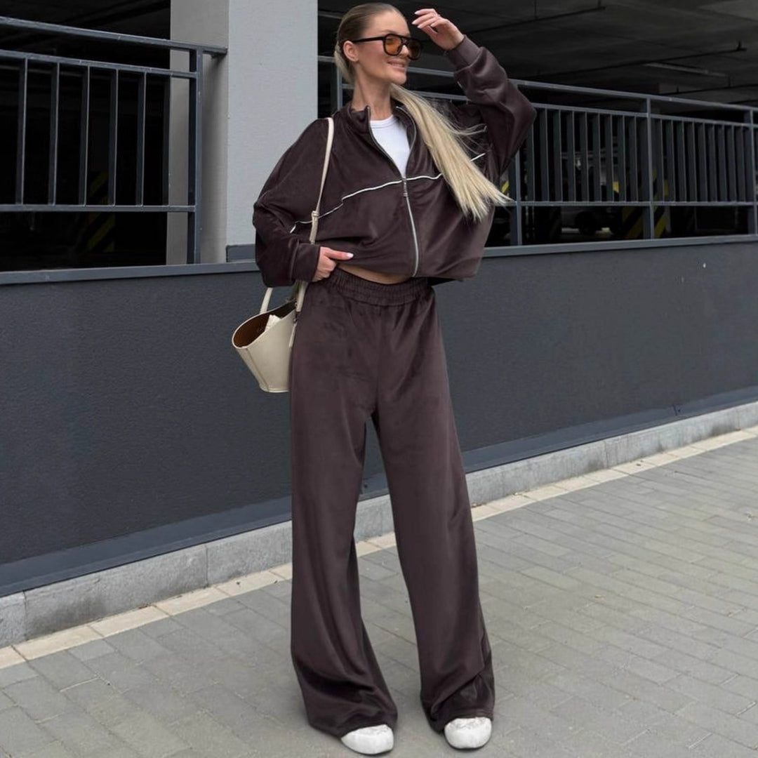 Damer sportig fleece-set med lös passform Mirla-Eva Jonsson