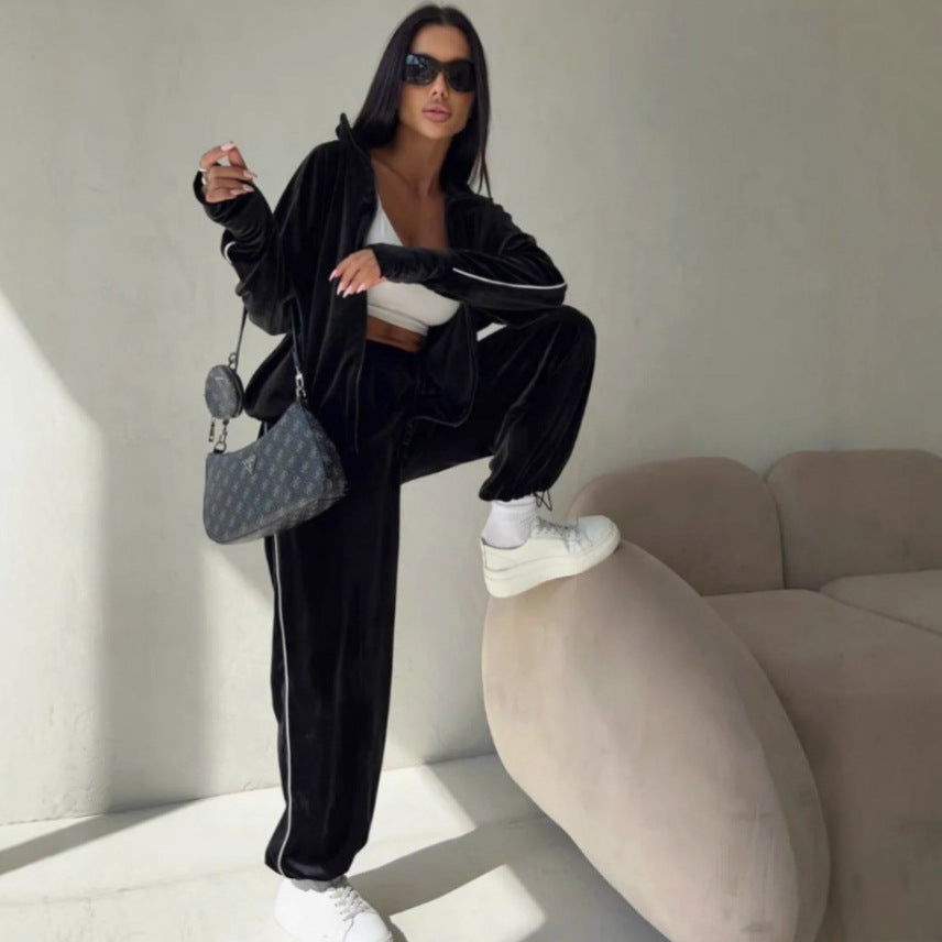 Damer sportig fleece träningsoverall med kontrasterande detaljer Mirla-Eva Jonsson