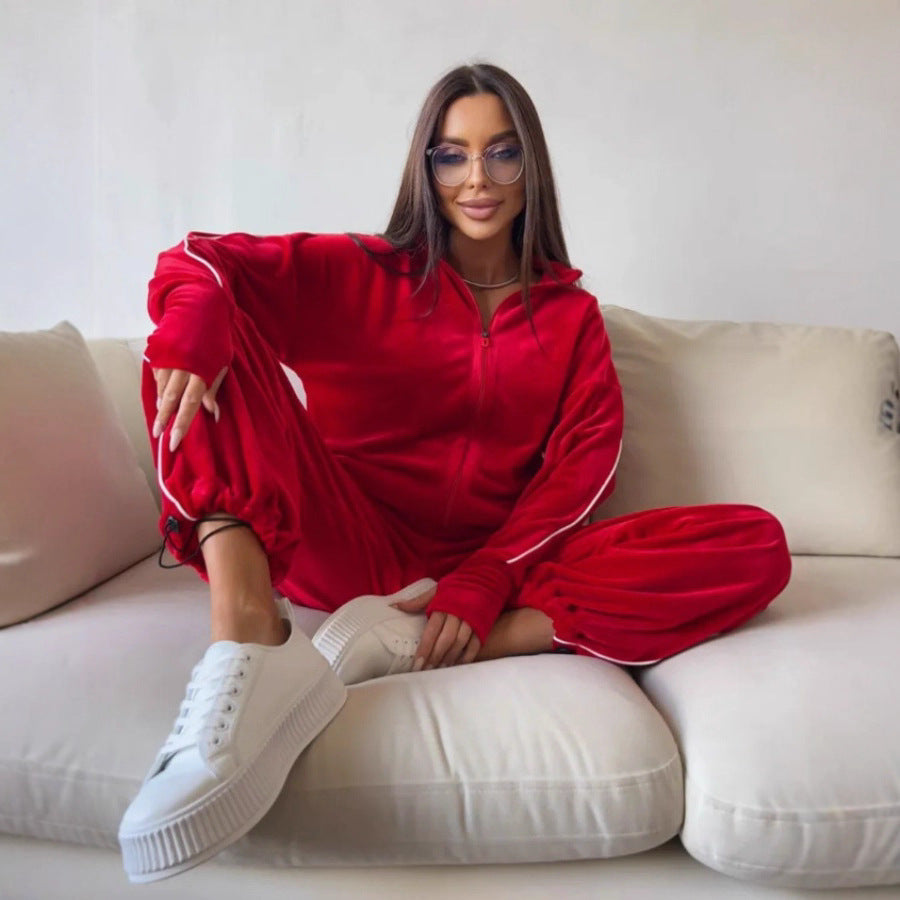 Damer sportig fleece träningsoverall med kontrasterande detaljer Mirla-Eva Jonsson
