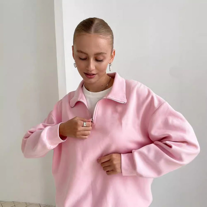 Damer sportig fleece-tröja med kort dragkedja Eva Jonsson-Eva Jonsson