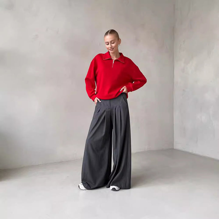 Damer sportig fleece-tröja med kort dragkedja Eva Jonsson-Eva Jonsson